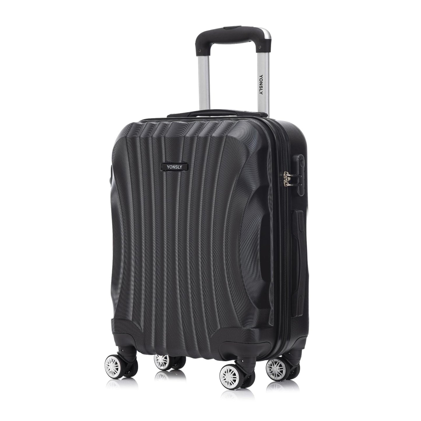 YONSLY® Trolley Reisekoffer Set, Rollkoffer Handgepäck, Kabinenkoffer, Koffer Suitcase, Hartschalenreisekoffer mit 4 Rollen 360°, Zahlenschloss, Weicher Gummigriff