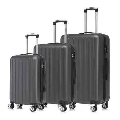 YONSLY® Koffer Suitcase, Trolley Reisekoffer Set, Rollkoffer Handgepäck, Kofferset, Gepäckset Hartschalenreisekoffer mit 4 Rollen 360°, Zahlenschloss, Weicher Gummigriff (3er Set, M,L&XL)