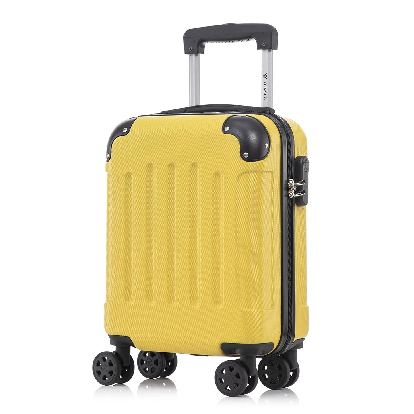 YONSLY® Suitcase, Trolley Travel Suitcase, Rolling Carry-on Luggage with 4 360° Wheels, ABS Hardshell, Security Lock, Soft Rubber Handle, 210D Lining