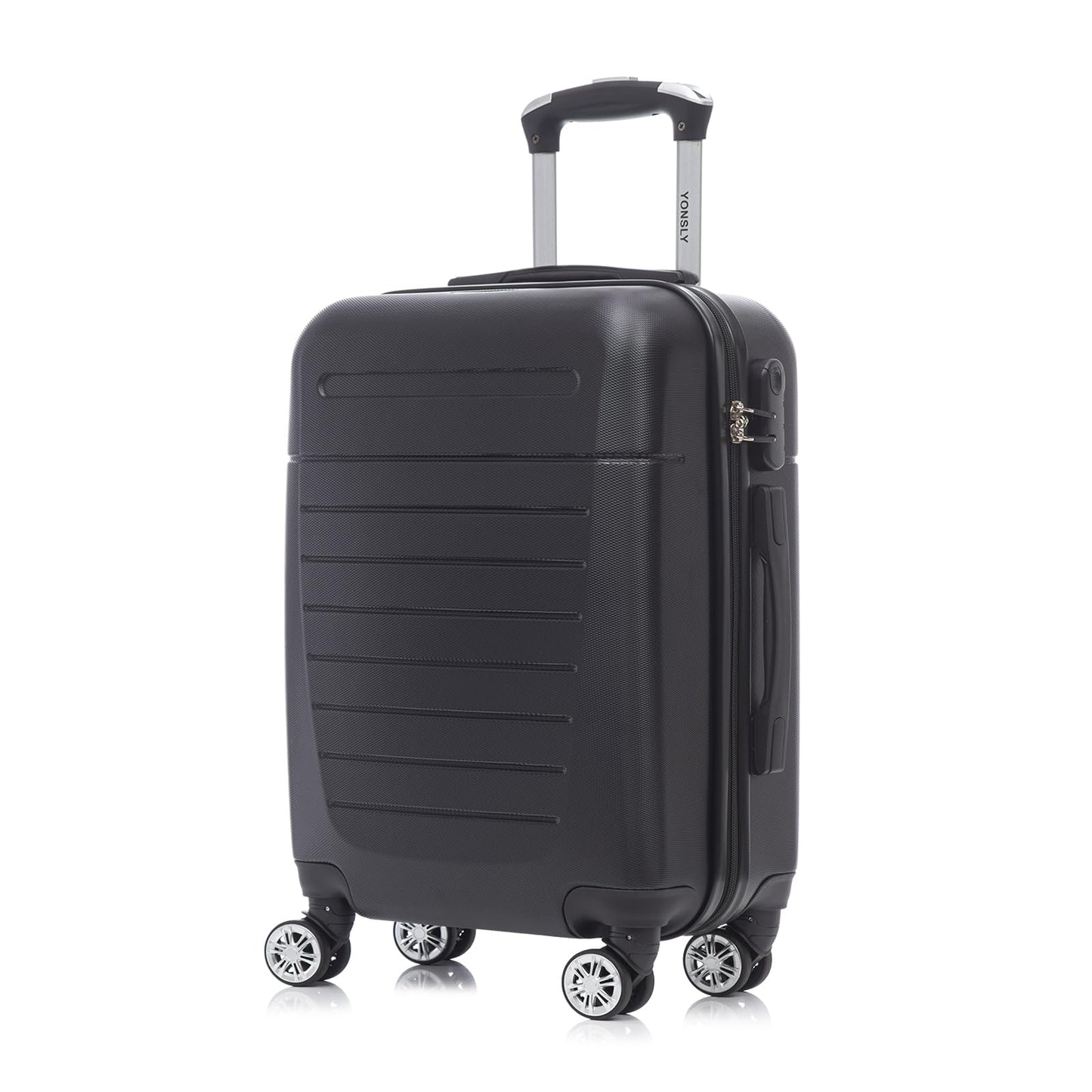 YONSLY® Reisekoffer Trolley Set, Rollkoffer Handgepäck, Kabinenkoffer, Travel Koffer Suitcase mit 4 Rollen 360°, Zahlenschloss, Weicher Gummigriff, Hartschalenreisekoffer