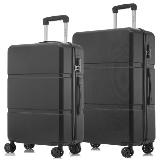 YONSLY® Trolley Suitcase, Carry-On Luggage with 4 360° Spinner Wheels, Hardshell Suitcase, Combination Lock, Soft Rubber Handle (Set of 2, L&XL)