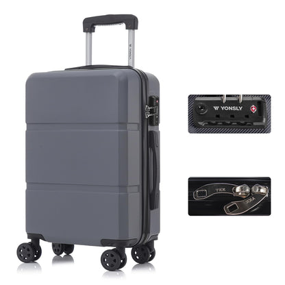 YONSLY® Premium Reisekoffer TSA-Schloss,YKK-Reißverschluss Hartschalen-Koffer Trolley Kabinenkoffer Rollkoffer Suitcase Handgepäck 4 Rollen
