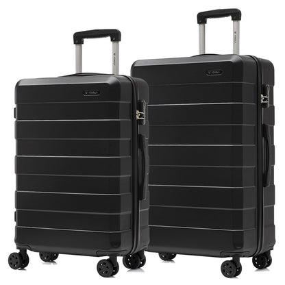 YONSLY® Trolley Suitcase Set, Carry-on Spinner Luggage, Hardshell Suitcase with 4 360° Spinner Wheels, Combination Lock, Soft Rubber Handle (Set of 2, L&XL)