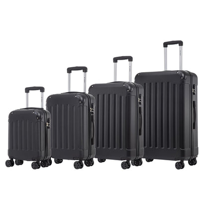 YONSLY® Suitcase Set, Trolley Travel Suitcase, Spinner Carry-On, Luggage Set with 360° Wheels, Hardshell Suitcase, Combination Lock, Rubber Handle (4-Piece Set, S,M,L&XL)