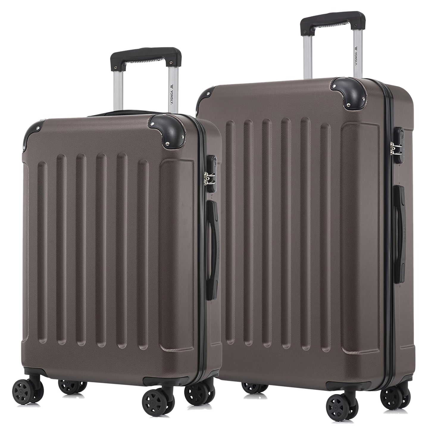 YONSLY® Suitcase Set, Trolley Travel Suitcase, Spinner Carry-on Luggage, Luggage Set with 4 360° Wheels, Hardshell Travel Suitcase, Combination Lock, Soft Rubber Handle (Set of 2, L&XL)