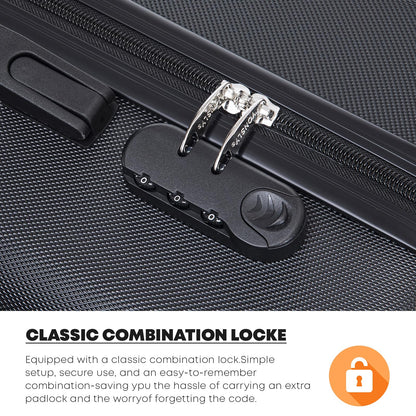 YONSLY® Suitcase, Trolley Travel Suitcase, Cabin Case Rolling Luggage Hand Luggage with 4 360° Wheels, Hard Shell Travel Suitcase, Combination Lock, Soft Rubber Handle