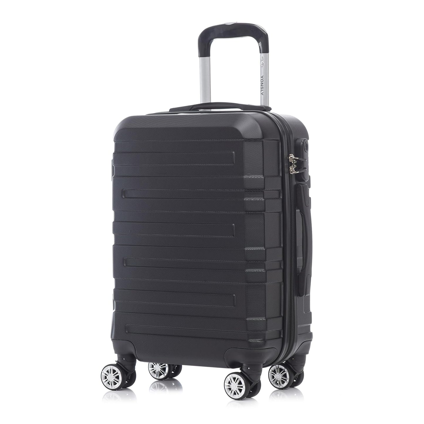 YONSLY® Travel Suitcase Trolley, Rolling Carry-On Luggage Set, Cabin Suitcase, Travel Suitcase with 4 360° Wheels, Combination Lock, Soft Rubber Handle, Hard-Shell Travel Suitcase