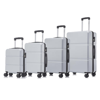 YONSLY® Trolley Suitcase Set, Carry-On Suitcase, Luggage Set with 4 360° Wheels, Hard-Shell Suitcase, Combination Lock, Soft Rubber Handle (4-Piece Set, S, M, L & XL)