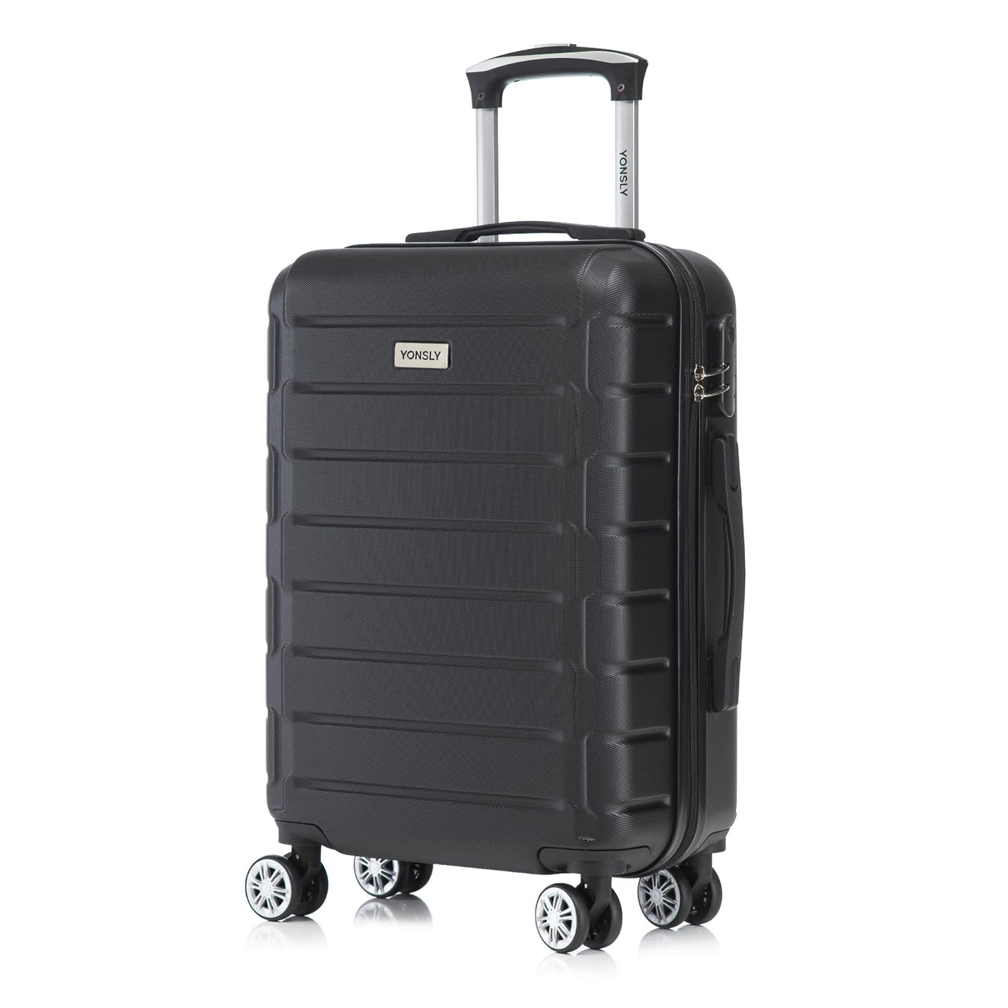 YONSLY® Trolley Reisekoffer Set, Koffer Suitcase, Rollkoffer Handgepäck Hartschalenreisekoffer mit Zahlenschloss, 4 Rollen 360°, Weicher Gummigriff
