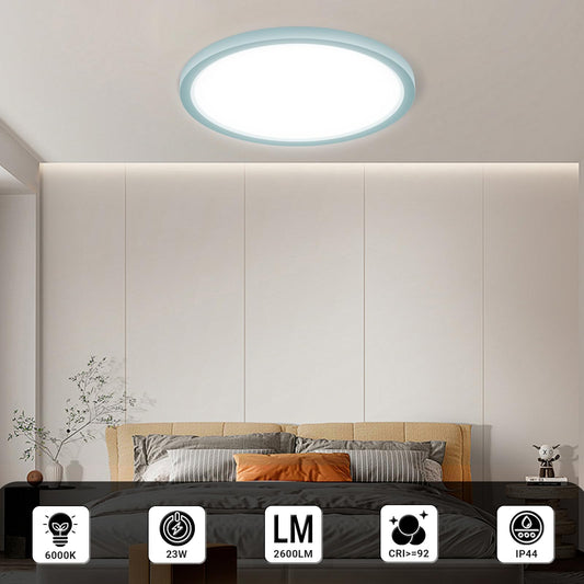 LQWELL® Ceiling Light LED Ceiling Lamp, IP44 Waterproof Bathroom Lamp Round Flat 23W 6000K 2400LM Modern Simple Lamp Thin for Living Room Bathroom Bedroom Kitchen Balcony Basement Office, 300 * 25mm