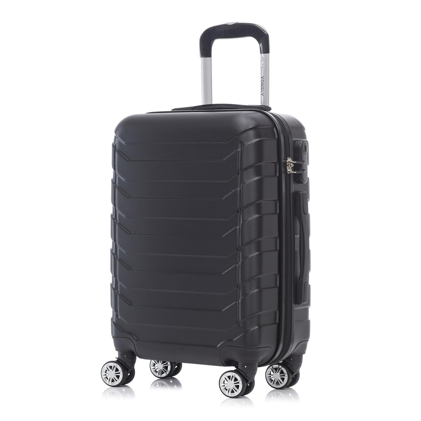 YONSLY® Travel Suitcase Trolley, Rolling Luggage Travel Carry-On Set, Cabin Suitcase, Suitcase with 4 360° Wheels, Combination Lock, Soft Rubber Handle, Hardshell Travel Suitcase