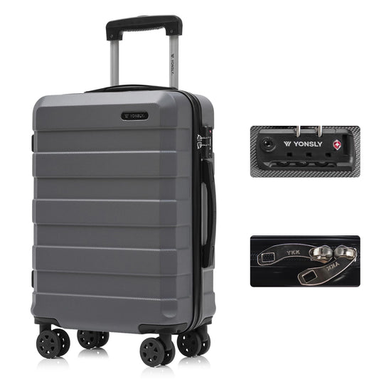 YONSLY® Premium Luggage TSA Lock, YKK Zipper Hardshell Suitcase Trolley Cabin Luggage Spinner Suitcase Carry-on 4 Wheels