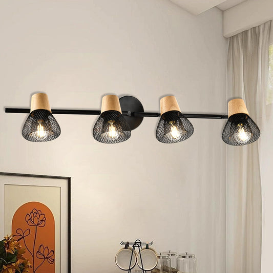 LQWELL® E14 Wall Light, LED Indoor Wall Lamp Wall Lighting Wall Spotlight in Retro Industrial Style, for Studio Bar Counter Hotel Bedroom Living Room Staircase Hallway Basement, Matte Black Metal
