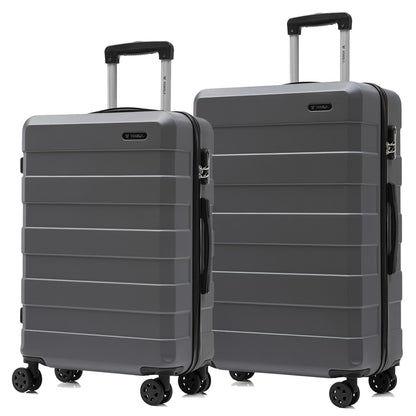 YONSLY® Trolley Suitcase Set, Carry-on Spinner Luggage, Hardshell Suitcase with 4 360° Spinner Wheels, Combination Lock, Soft Rubber Handle (Set of 2, L&XL)