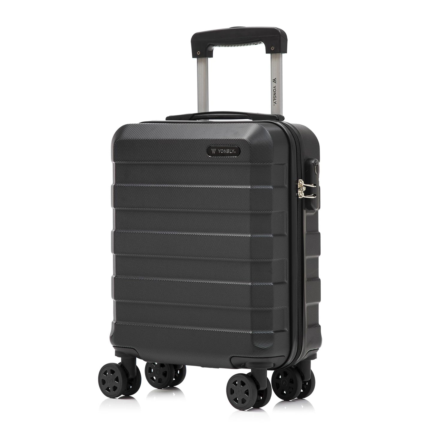 YONSLY® Trolley Travel Suitcase, Rolling Carry-on Luggage, Hardshell Suitcase with 4 360° Spinner Wheels, Combination Lock, Soft Rubber Handle