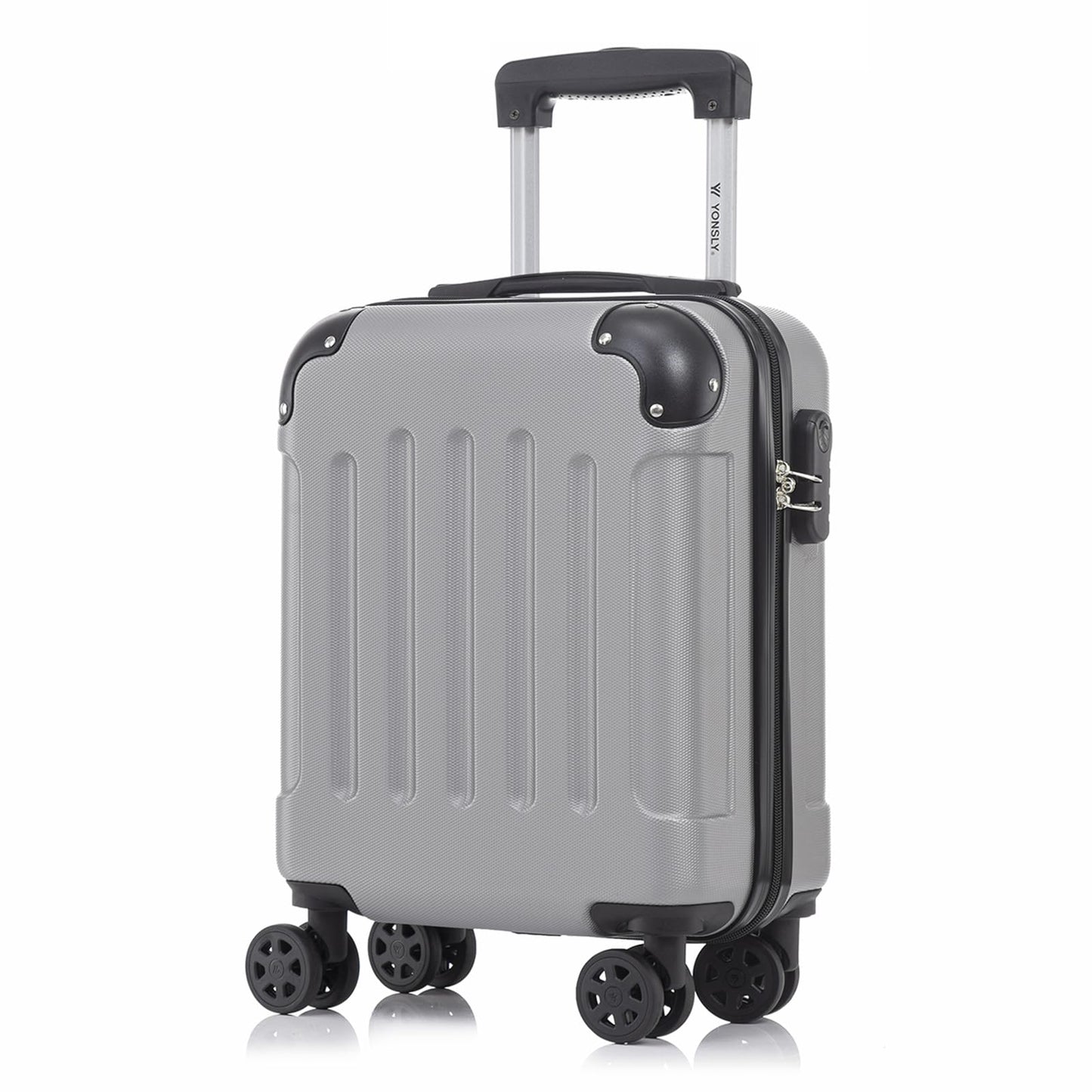 YONSLY® Suitcase, Trolley Travel Suitcase, Rolling Suitcase Carry-On with 4 360° Wheels, Hardshell Travel Suitcase, Combination Lock, Soft Rubber Handle