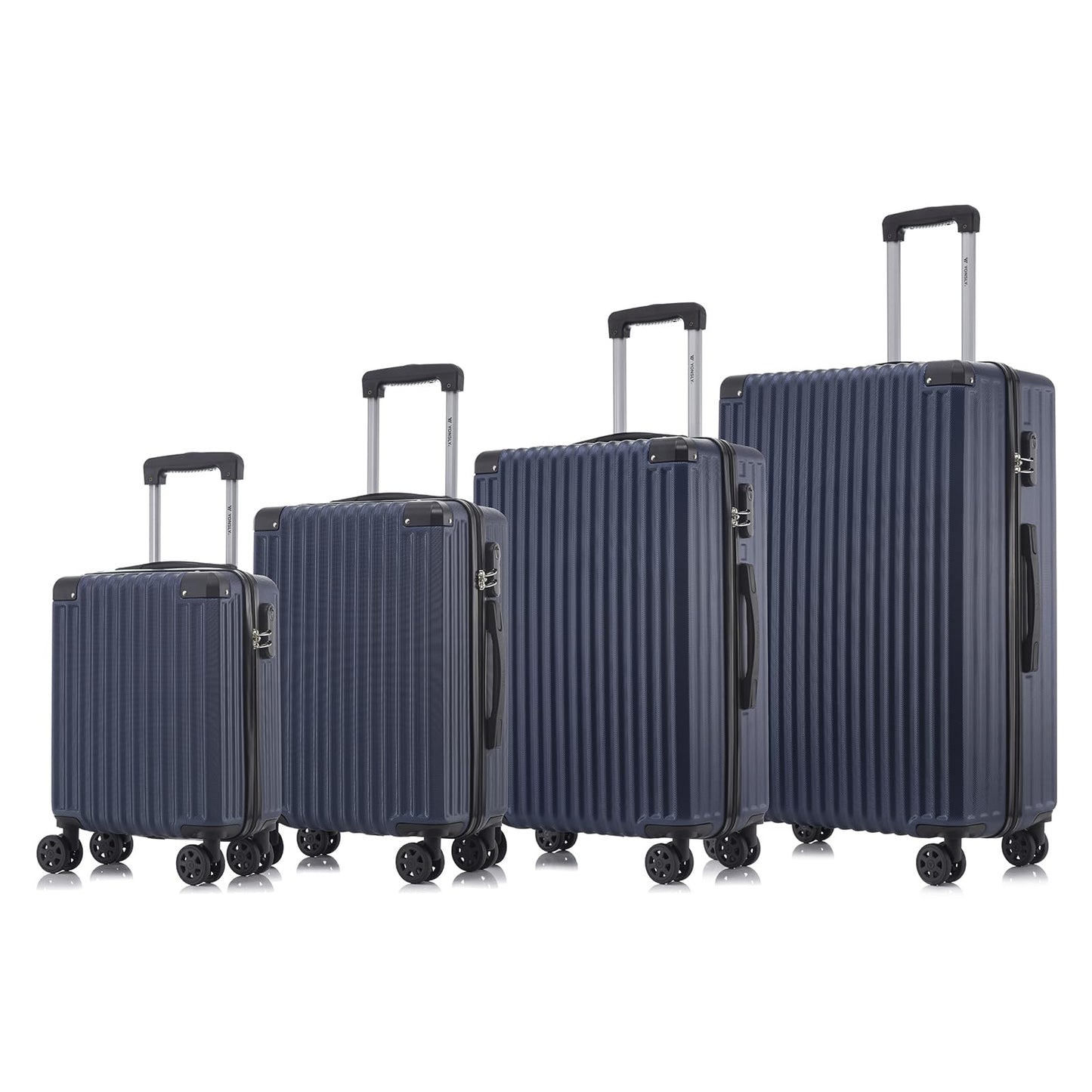 YONSLY® Trolley Luggage Suitcase Set, Roller Suitcase Carry-On, Luggage Set Hard-Shell Suitcase with 4 360° Wheels, Combination Lock, Soft Rubber Handle (4-Piece Set, S,M,L&XL)