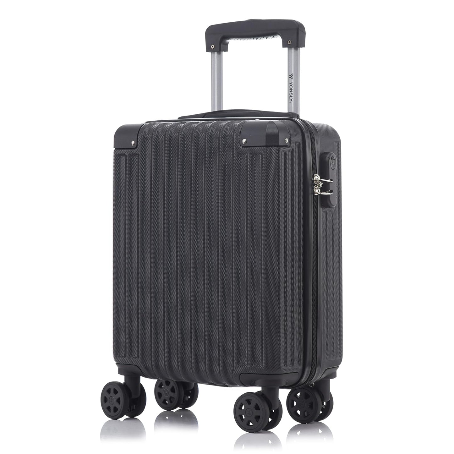 YONSLY® Trolley Travel Suitcase, Rolling Suitcase Carry-on Hardshell Suitcase with 4 360° Wheels, Combination Lock, Soft Rubber Handle