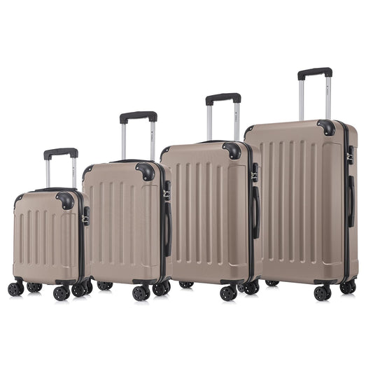 YONSLY® Suitcase Set, Trolley Travel Suitcase, Spinner Carry-on, Luggage Set, 4-Piece Luggage Set with 360° Spinner Wheels, Hard-shell Travel Suitcase, Combination Lock, Soft Rubber Handle (4-Piece Set, S, M, L & XL)