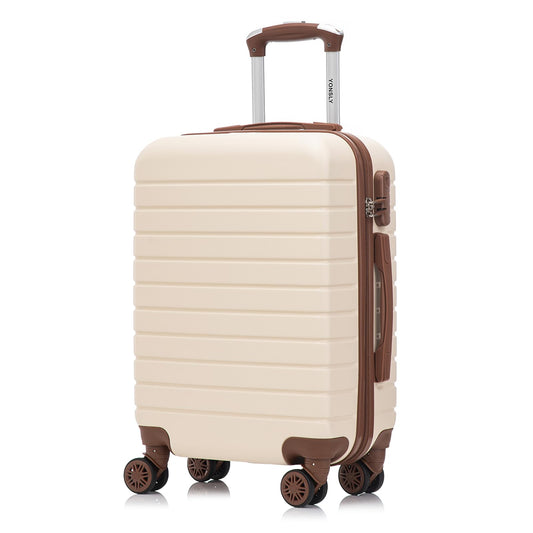 yonsly Reisekoffer Trolley Rollkoffer Handgepäck Set, Kabinenkoffer, Hartschalenreisekoffer Koffer Suitcase mit 4 Rollen 360°, Zahlenschloss, Weicher Gummigriff (Elfenbeinweiß)