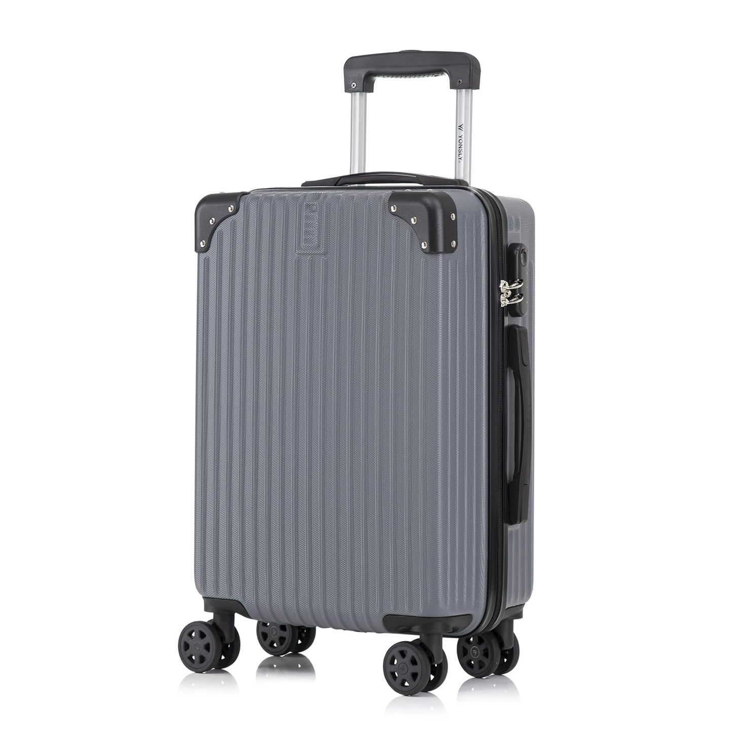 YONSLY® Trolley Suitcase, Rolling Carry-on Luggage, Cabin Suitcase Hard-Shell Travel Suitcase with 4 360° Wheels, Combination Lock, Soft Rubber Handle