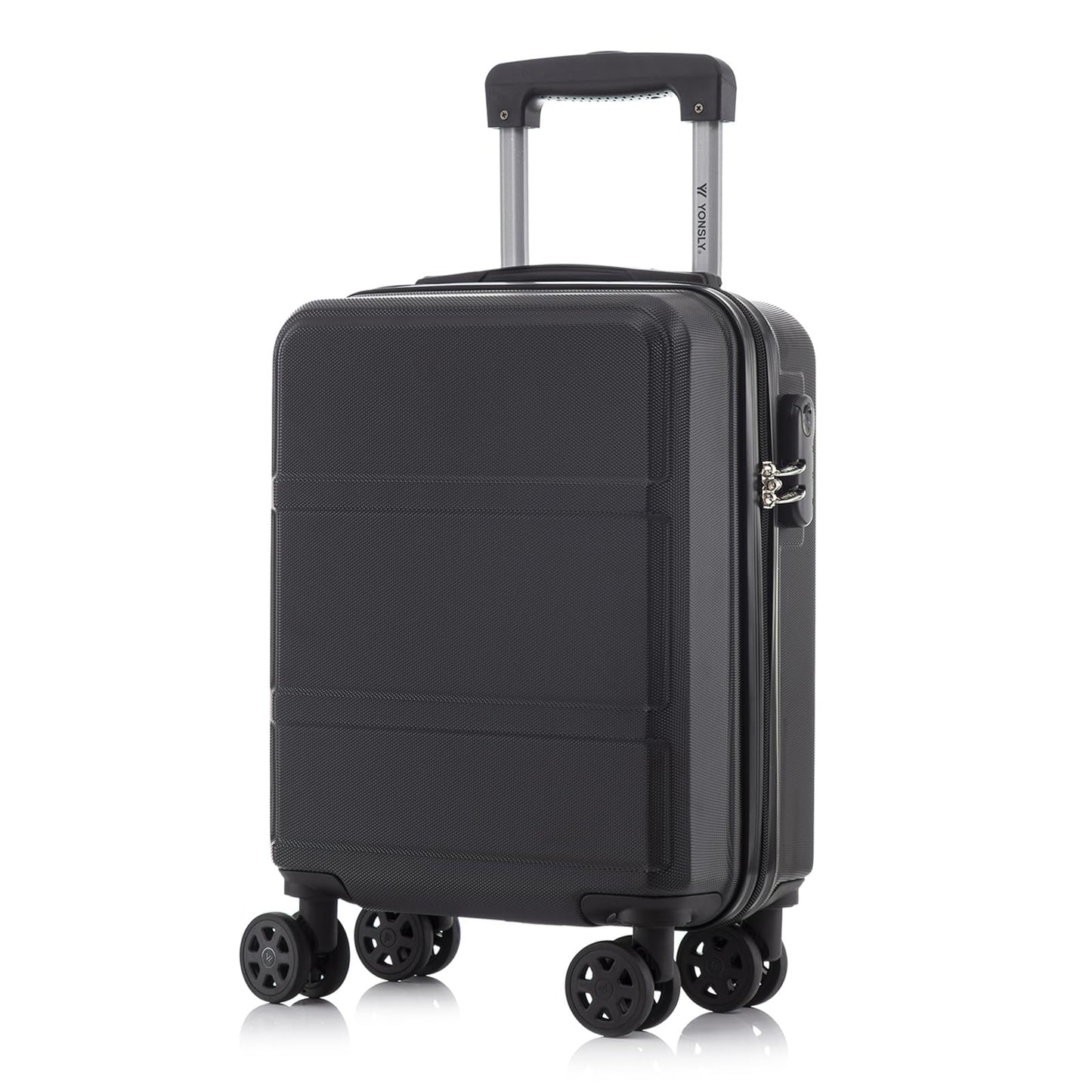 YONSLY® Trolley Reisekoffer Travel Suitcase, Rollkoffer Handgepäck, Hartschalenreisekoffer mit 4 Rollen 360°, Zahlenschloss, Weicher Gummigriff