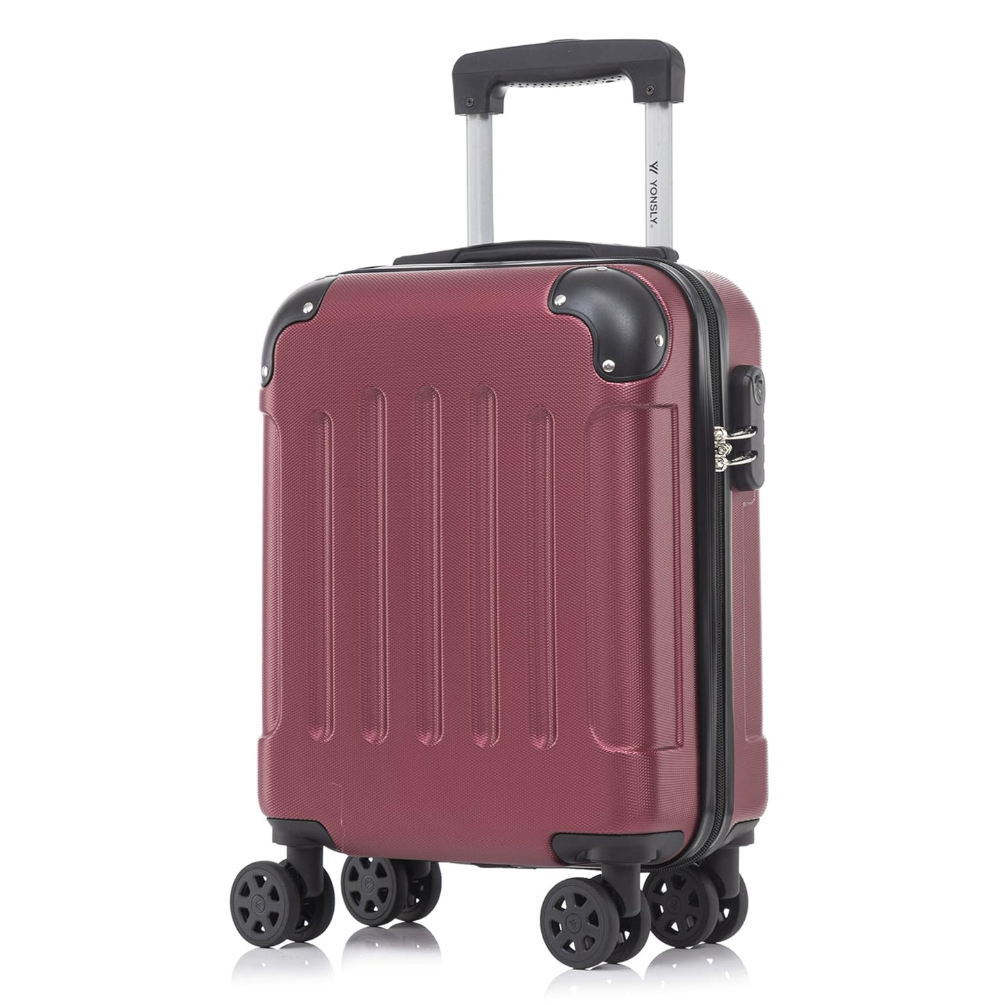 YONSLY® Suitcase, Trolley Travel Suitcase, Rolling Suitcase Carry-On with 4 360° Wheels, Hardshell Travel Suitcase, Combination Lock, Soft Rubber Handle