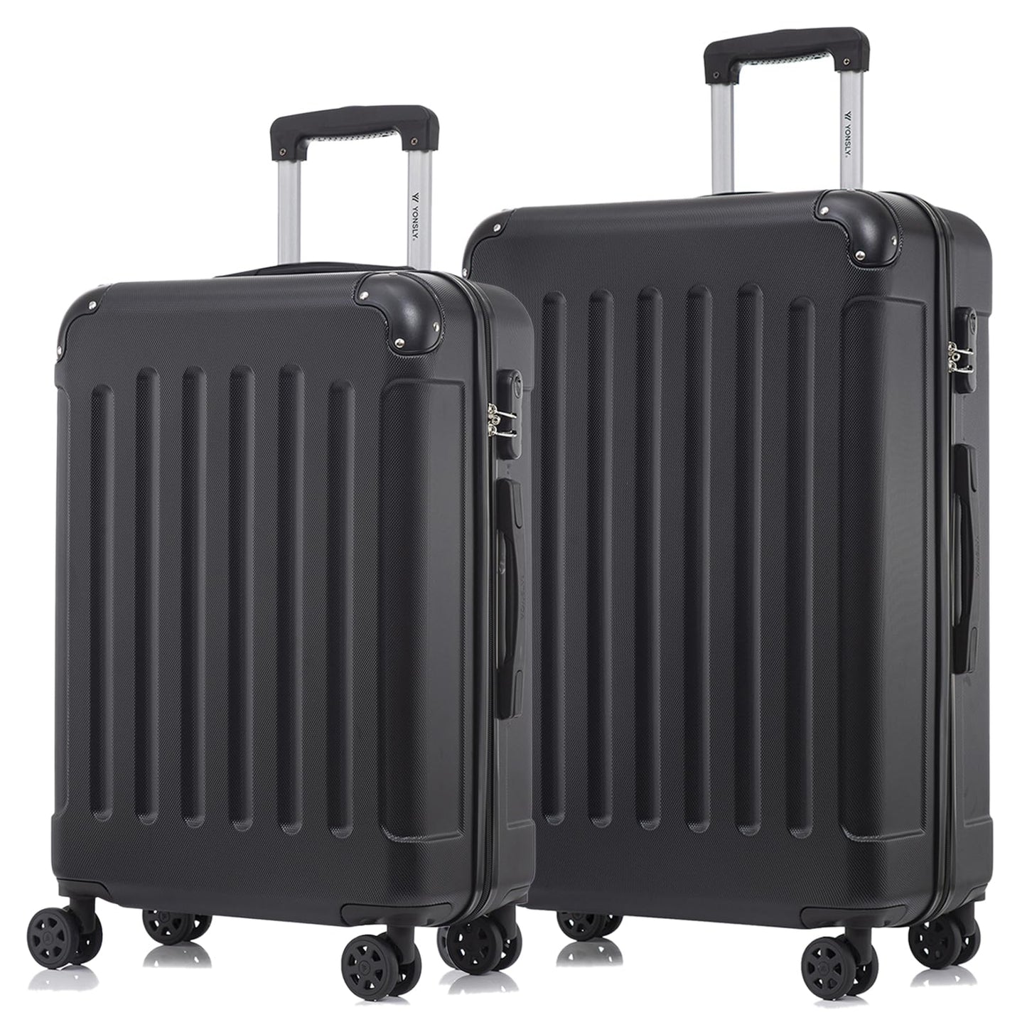YONSLY® Suitcase Set, Trolley Travel Suitcase, Spinner Carry-on Luggage, Luggage Set with 4 360° Wheels, Hardshell Travel Suitcase, Combination Lock, Soft Rubber Handle (Set of 2, L&XL)