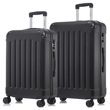 YONSLY® Suitcase Set, Trolley Travel Suitcase, Spinner Carry-on Luggage, Luggage Set with 4 360° Wheels, Hardshell Travel Suitcase, Combination Lock, Soft Rubber Handle (Set of 2, L&XL)