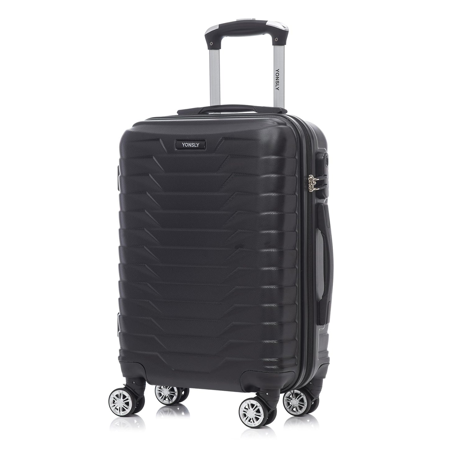 YONSLY® Reisekoffer Trolley Rollkoffer Handgepäck Travel Set, Kabinenkoffer, Koffer Suitcase Hartschalenreisekoffer mit 4 Rollen 360°, Zahlenschloss, Weicher Gummigriff