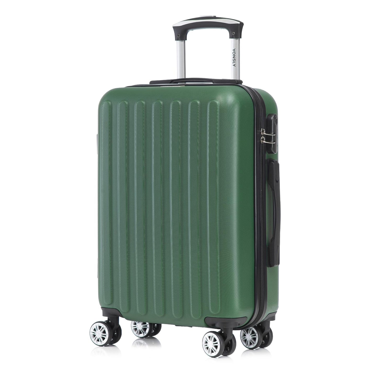 YONSLY® Koffer Suitcase, Trolley Reisekoffer Set, Rollkoffer Handgepäck, Kabinenkoffer Hartschalenreisekoffer mit 4 Rollen 360°, Zahlenschloss, Weicher Gummigriff