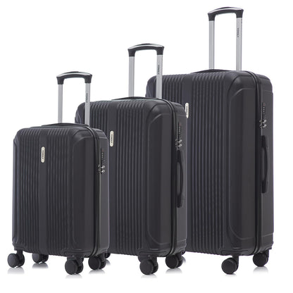 YONSLY® Suitcase Trolley Travel Suitcase Set, Roller Suitcase Carry-on, Luggage Set, Travel Bag Set with 4 360° Wheels, Hardshell Travel Suitcase, Combination Lock, Soft Rubber Handle (3-piece Set, M,L&XL)