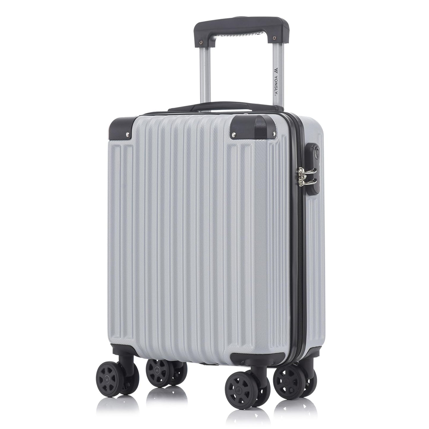 YONSLY® Trolley Travel Suitcase, Rolling Suitcase Carry-on Hardshell Suitcase with 4 360° Wheels, Combination Lock, Soft Rubber Handle