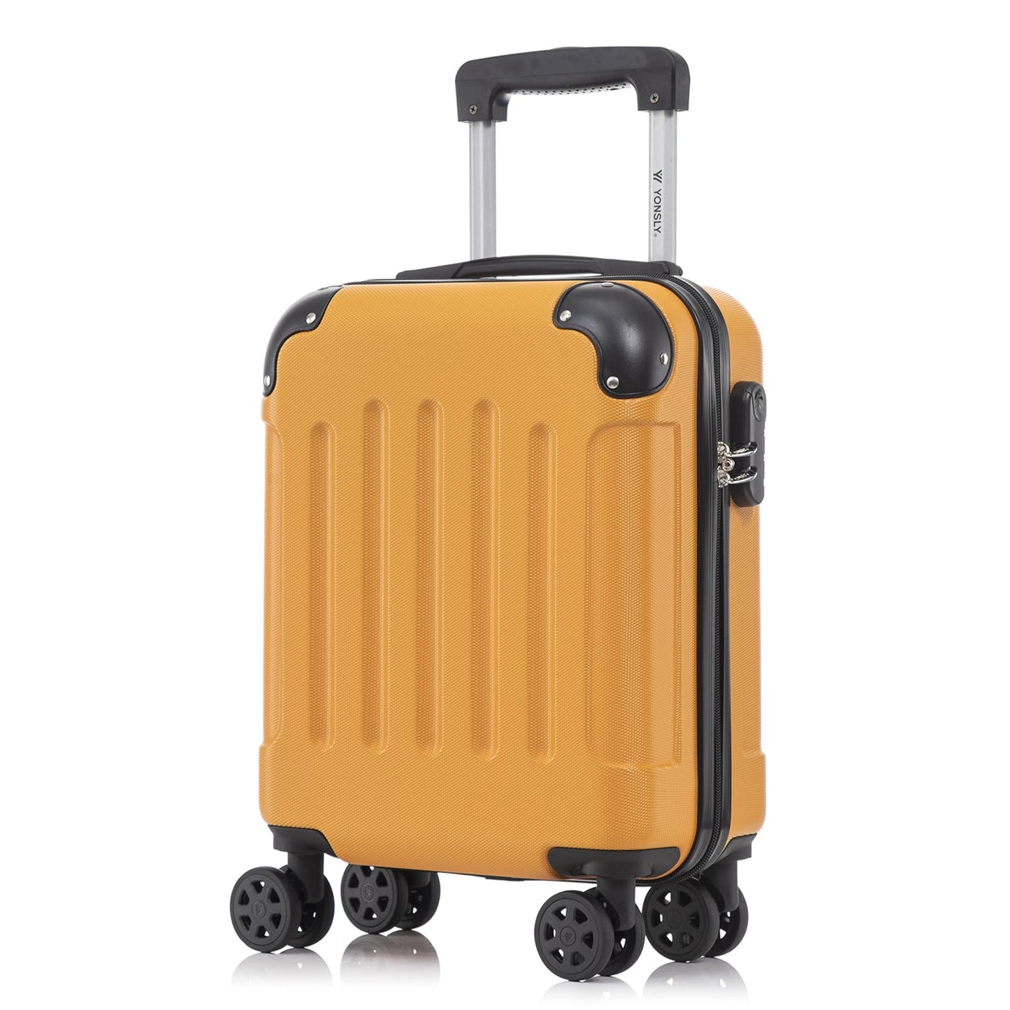 YONSLY® Suitcase, Trolley Travel Suitcase, Rolling Suitcase Carry-On with 4 360° Wheels, Hardshell Travel Suitcase, Combination Lock, Soft Rubber Handle