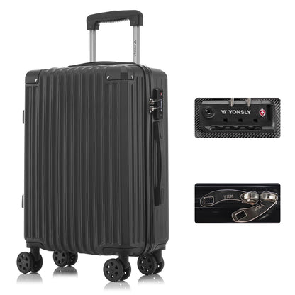 YONSLY® Premium Reisekoffer TSA-Schloss,YKK-Reißverschluss Hartschalen-Koffer Trolley Kabinenkoffer Rollkoffer Suitcase Handgepäck 4 Rollen