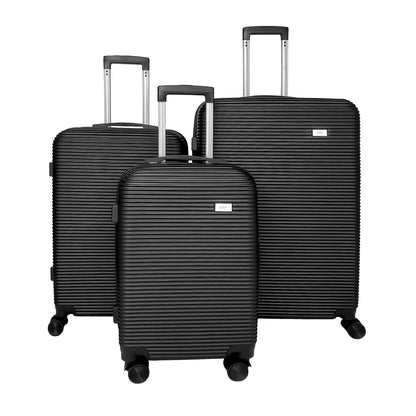 YONSLY® Koffer Suitcase Set, Trolley Reisekoffer, Rollkoffer Handgepäck mit 4 Rollen 360°, ABS Hartschalen, Sicherheitsschloss, Weicher Gummigriff, 210D-Futter (3er Set, M,L&XL, Schwarz)