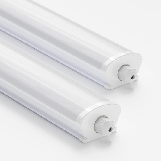 LQWELL LED Feuchtraumleuchte, LED Röhre 150x6.8x5cm IP65 Wasserfest, 45W 5050LM 6500K, Deckenleuchte Lange als Kellerleuchte, Wannenleuchte, Nassraumleuchte, Garagelampe, Werkstattlampe, 2 Stück