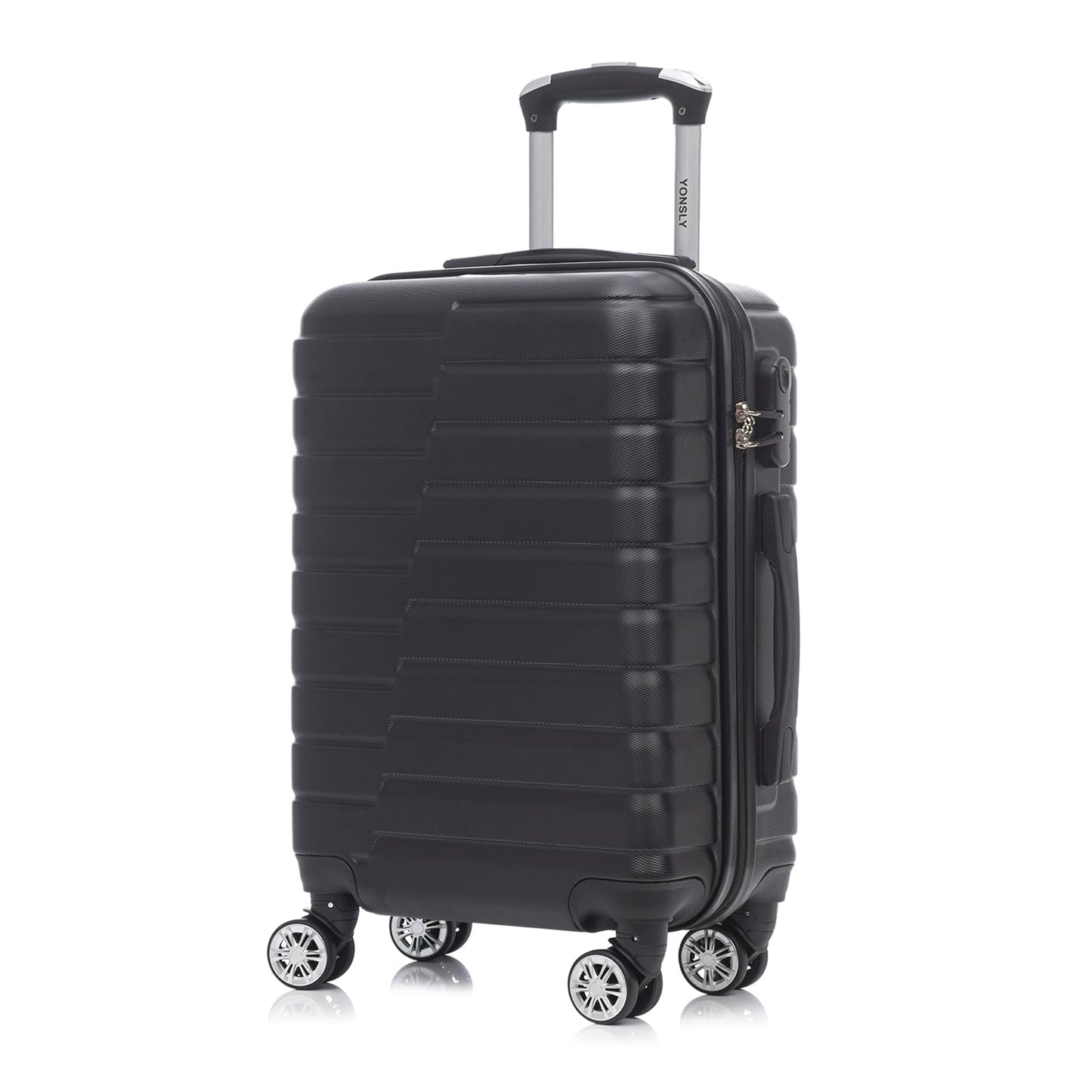 YONSLY® Reisekoffer Trolley Rollkoffer Handgepäck, Kabinenkoffer, Koffer Suitcase Travel Set Hartschalenreisekoffer mit 4 Rollen 360°, Zahlenschloss, Weicher Gummigriff