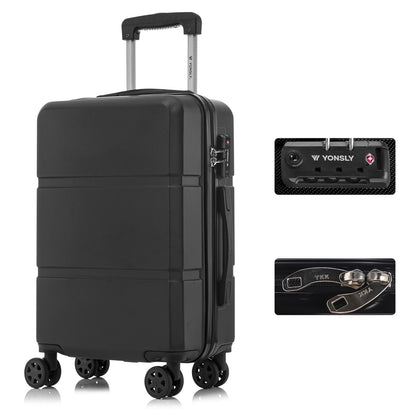 YONSLY® Premium Reisekoffer TSA-Schloss,YKK-Reißverschluss Hartschalen-Koffer Trolley Kabinenkoffer Rollkoffer Suitcase Handgepäck 4 Rollen