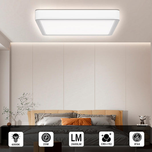 LQWELL® Ceiling Light LED Ceiling Lamp, IP44 Waterproof Bathroom Lamp Square Flat 23W 6000K 2400LM Modern Simple Lamp Thin for Living Room Bathroom Bedroom Kitchen Balcony Basement Office, 300 * 25mm
