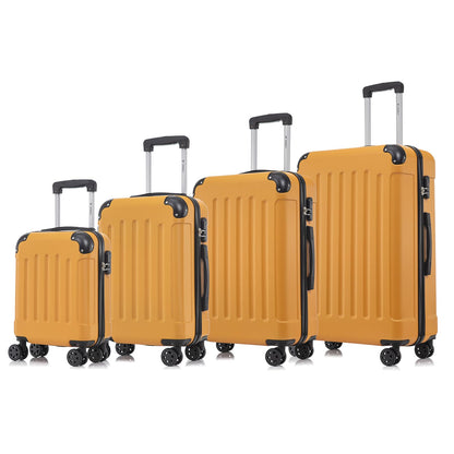 YONSLY® Suitcase Set, Trolley Travel Suitcase, Spinner Carry-on, Luggage Set, 4-Piece Luggage Set with 360° Spinner Wheels, Hard-shell Travel Suitcase, Combination Lock, Soft Rubber Handle (4-Piece Set, S, M, L & XL)