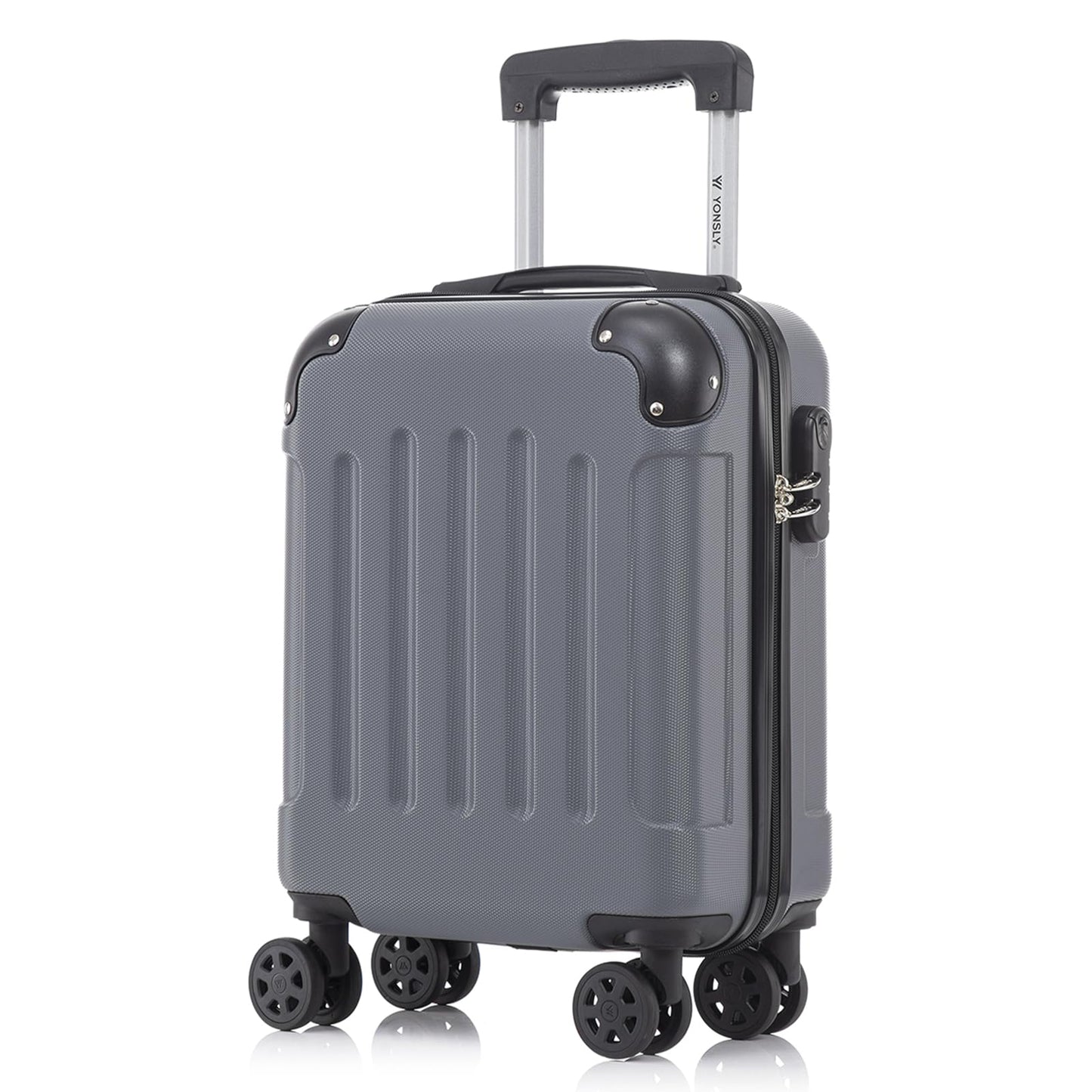 YONSLY® Suitcase, Trolley Travel Suitcase, Rolling Carry-on Luggage with 4 360° Wheels, ABS Hardshell, Security Lock, Soft Rubber Handle, 210D Lining