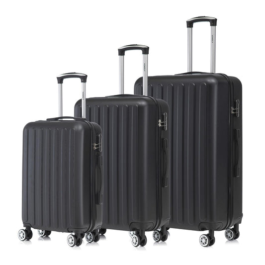 YONSLY® Koffer Suitcase, Trolley Reisekoffer Set, Rollkoffer Handgepäck, Kofferset, Gepäckset Hartschalenreisekoffer mit 4 Rollen 360°, Zahlenschloss, Weicher Gummigriff (3er Set, M,L&XL)