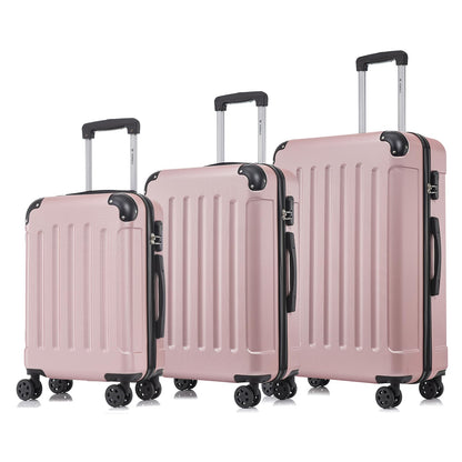 YONSLY® Suitcase Set, Trolley Travel Suitcase, Spinner Carry-on, Luggage Set with 4 360° Wheels, Hardshell Travel Suitcase, Combination Lock, Soft Rubber Handle (3 Piece Set, M,L&XL)