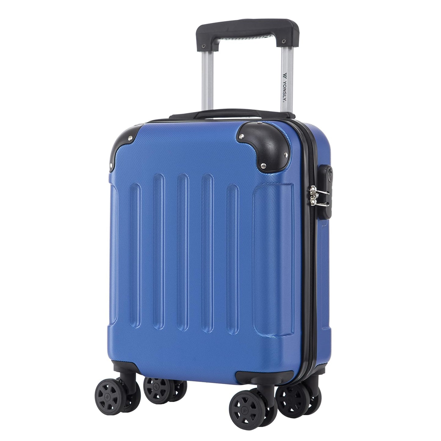 YONSLY® Trolley Suitcase, Travel Suitcase, Carry-On Suitcase, Hardshell Suitcase with 4 360° Wheels, Combination Lock, Soft Rubber Handle for Travel, Camping