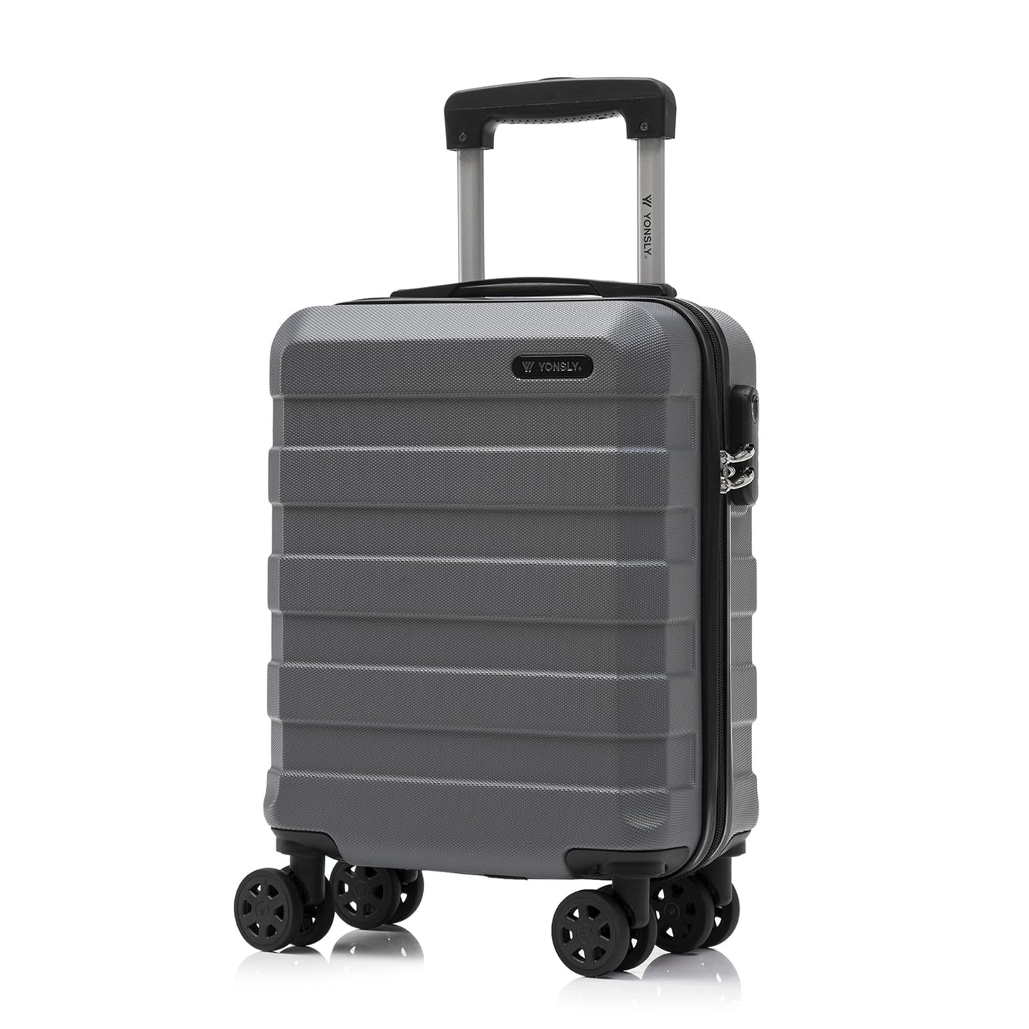 YONSLY® Trolley Travel Suitcase, Rolling Carry-on Luggage, Hardshell Suitcase with 4 360° Spinner Wheels, Combination Lock, Soft Rubber Handle