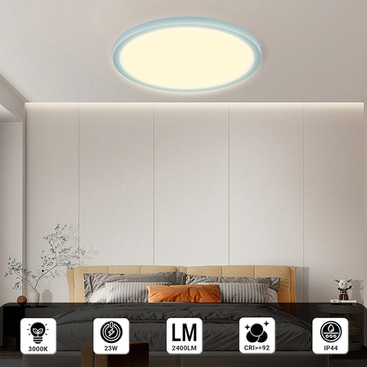 LQWELL® Ceiling Light LED Ceiling Lamp, IP44 Waterproof Bathroom Lamp Round Flat 23W 3000K 2400LM Modern Simple Lamp Thin for Living Room Bathroom Bedroom Kitchen Balcony Basement Office, 300 * 25mm