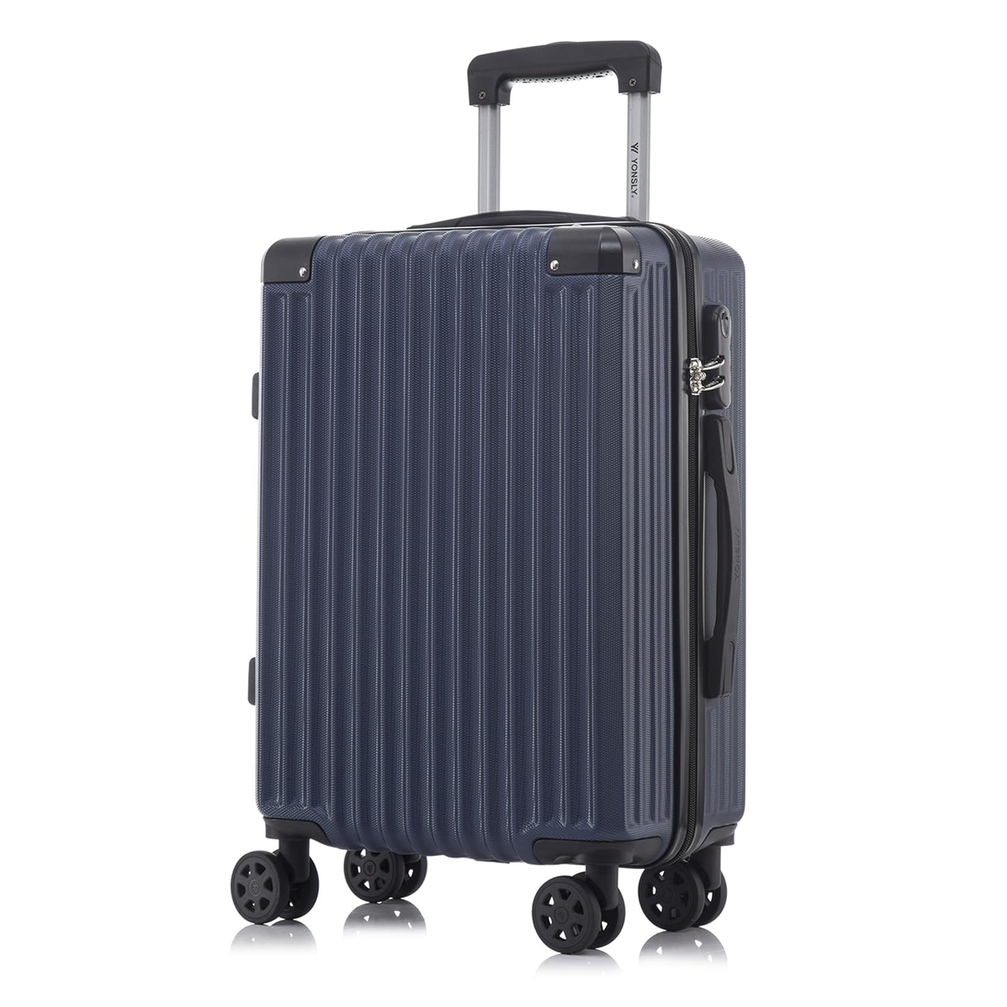YONSLY® Trolley Travel Suitcase, Rolling Suitcase Carry-on Hardshell Suitcase with 4 360° Wheels, Combination Lock, Soft Rubber Handle