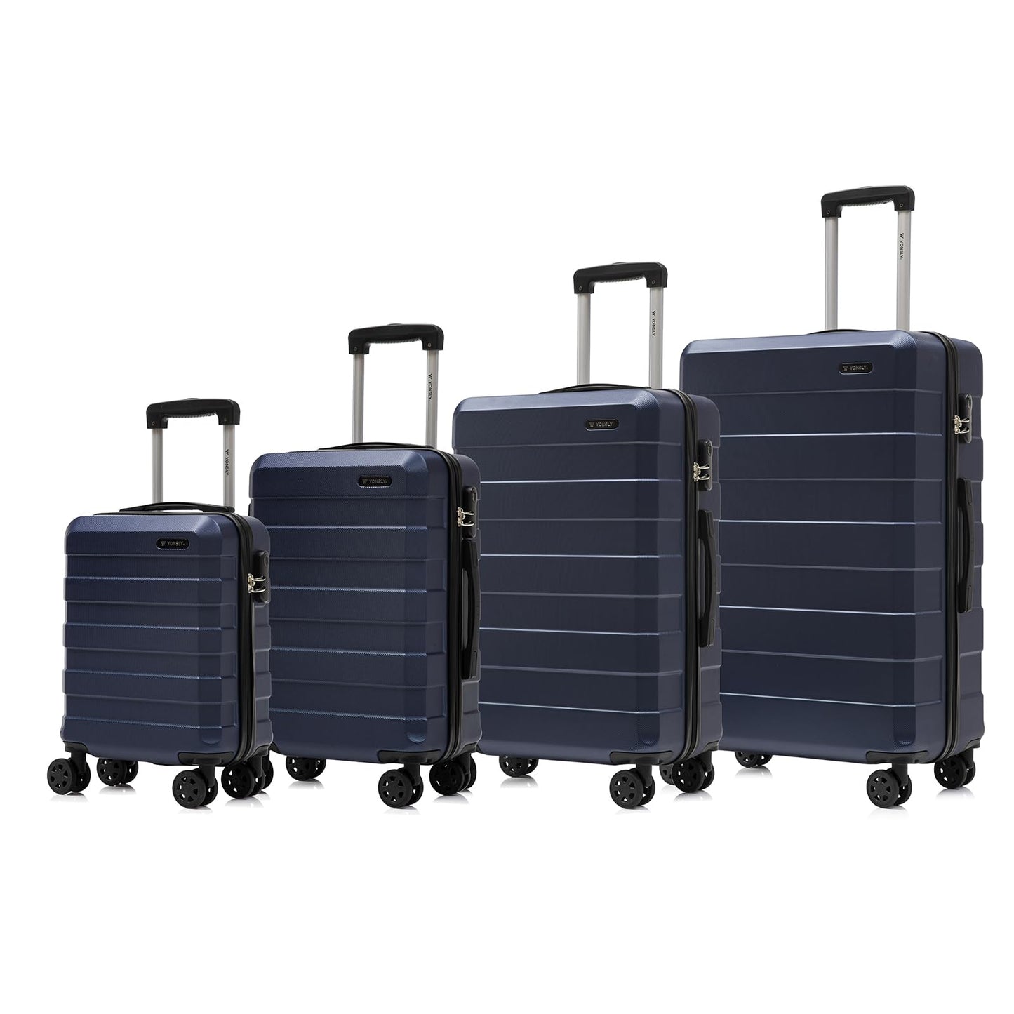 yonsly Trolley Reisekoffer Set, Rollkoffer Handgepäck, Kofferset, Gepäckset Travel Suitcase Hartschalenreisekoffer mit 4 Rollen 360°, Zahlenschloss, Weicher Gummigriff (4er Set, S,M,L&XL)