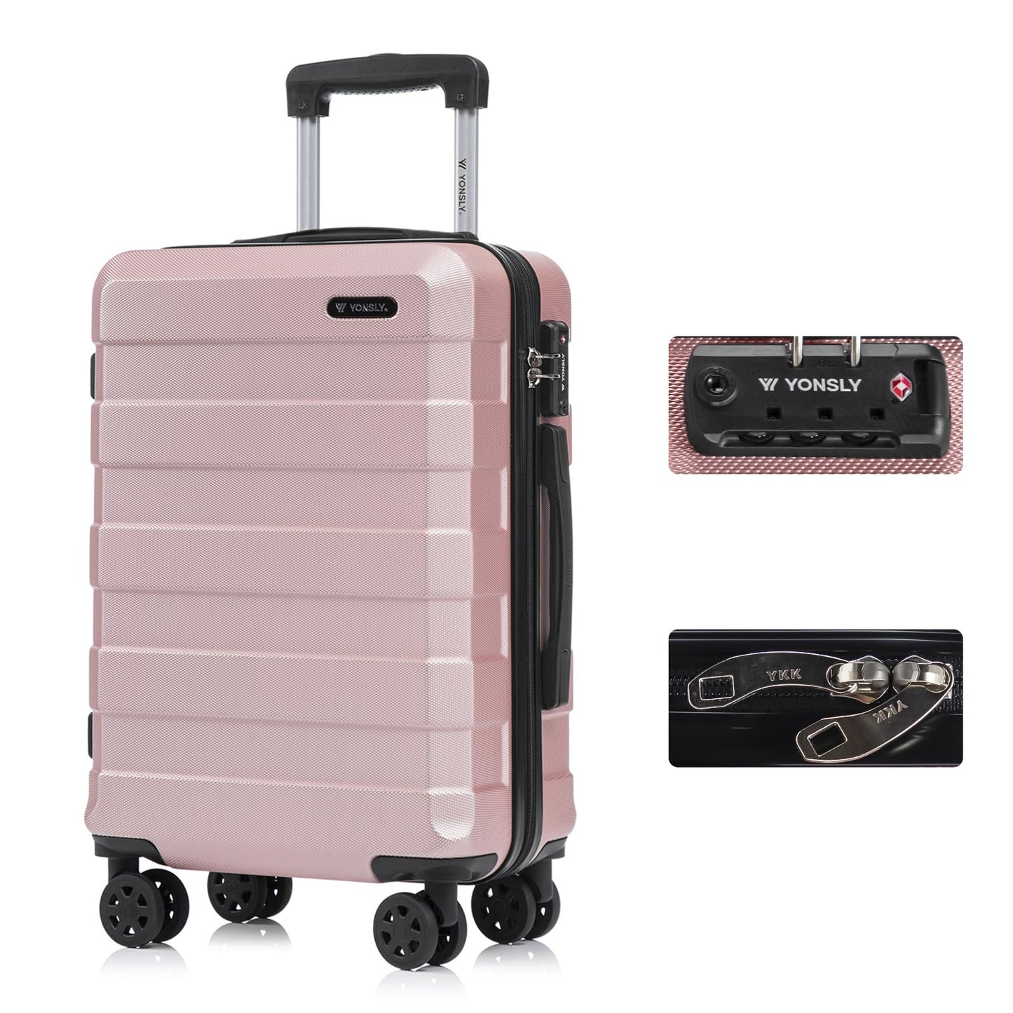 YONSLY® Premium Luggage TSA Lock, YKK Zipper Hardshell Suitcase Trolley Cabin Luggage Spinner Suitcase Carry-on 4 Wheels